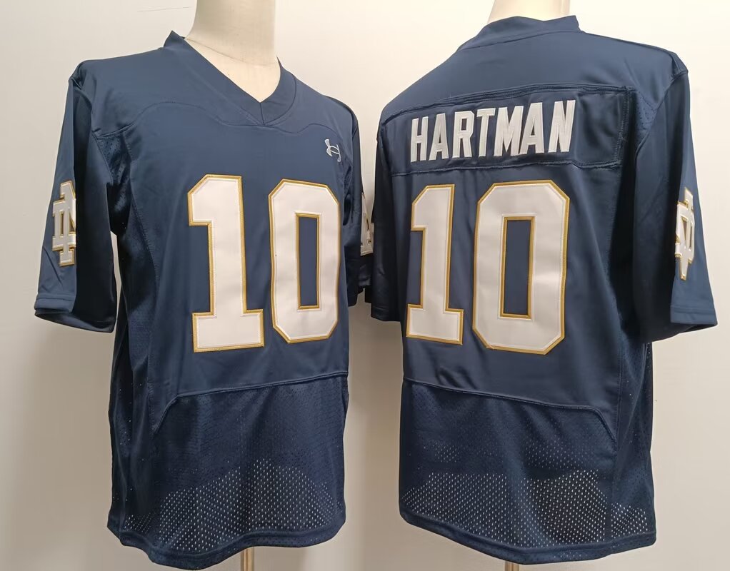 2024 NCAA Men University of Notre Dame #10 Sam Hartman blue nike jerseys style 2->ncaa teams->NCAA Jersey